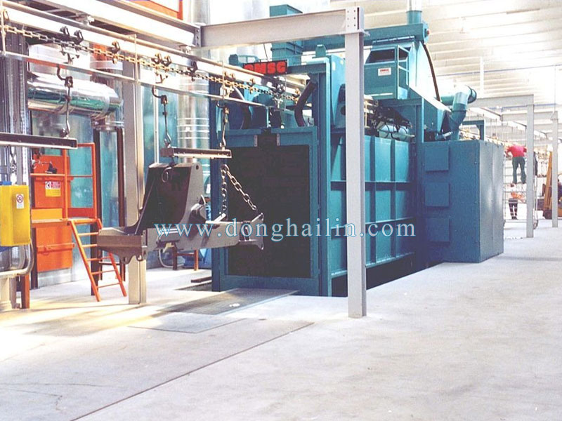 Hook through type blast cleaning machine